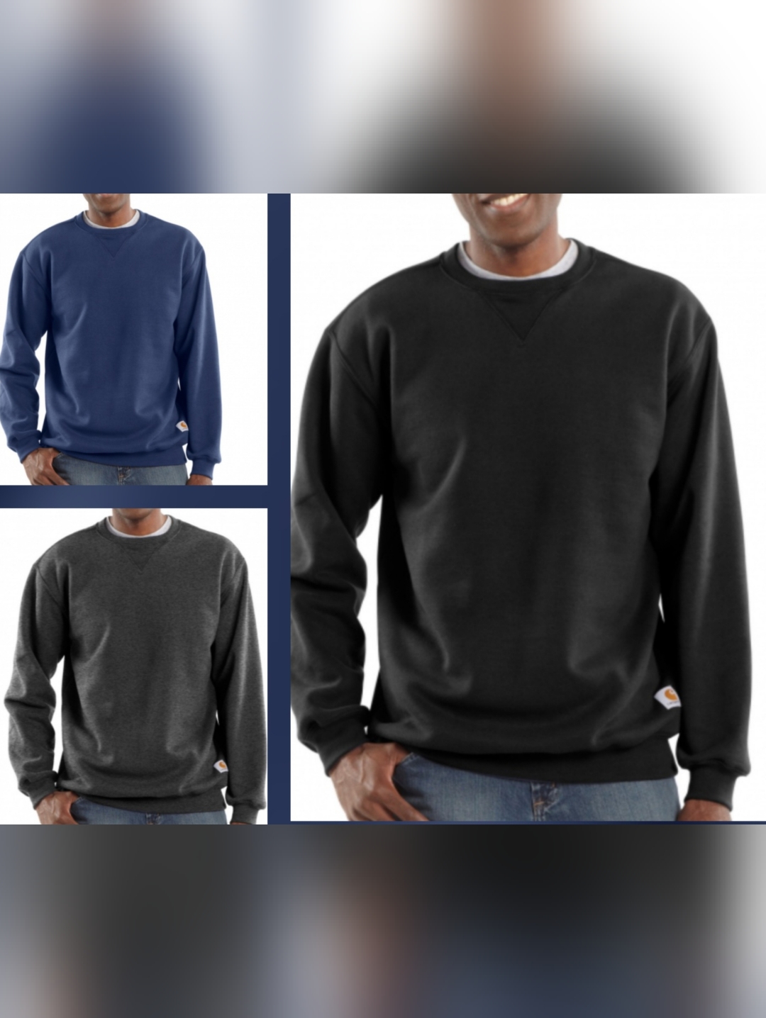 *Lot Of 3 Carhartt Men's Xl Loose Fit Midweight Crewneck Sweatshirt *Read* New